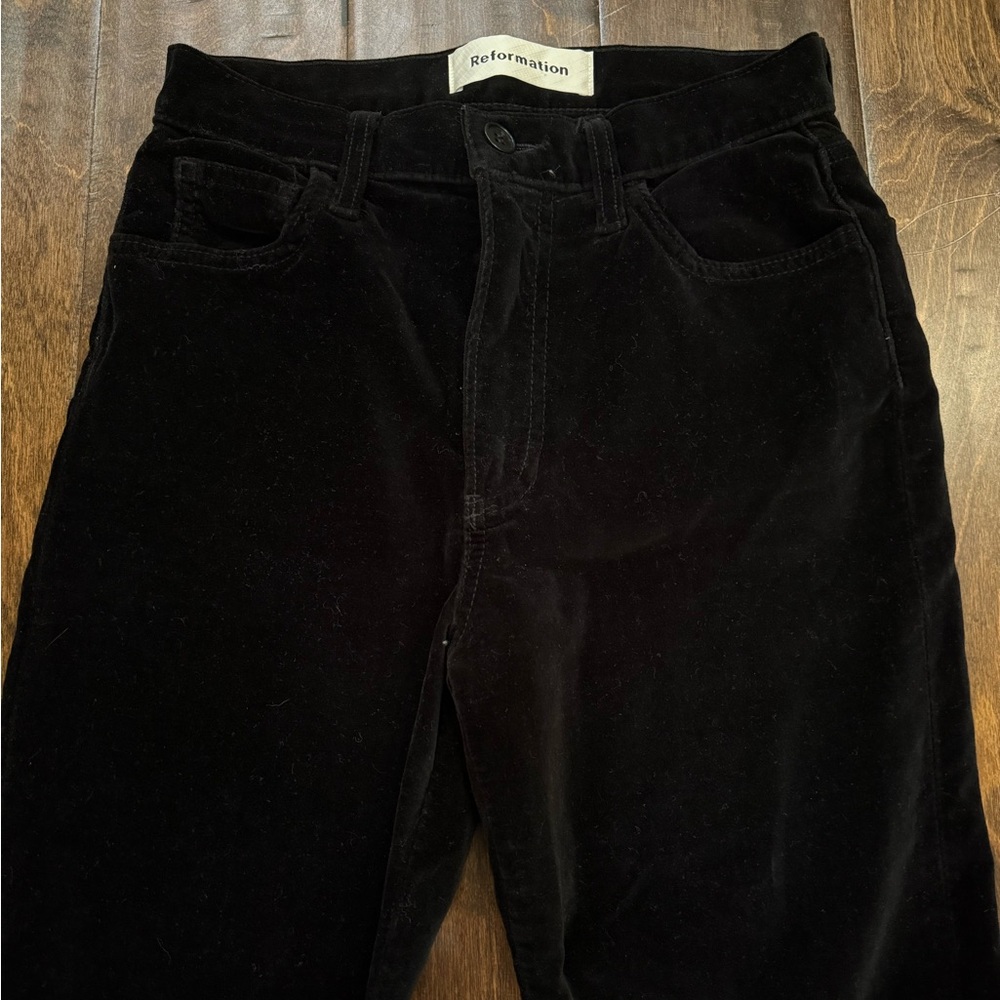 Reformation Rebecca Pant Black Velvet High Rise Skinny Jeans size 27 - Picture 4 of 8